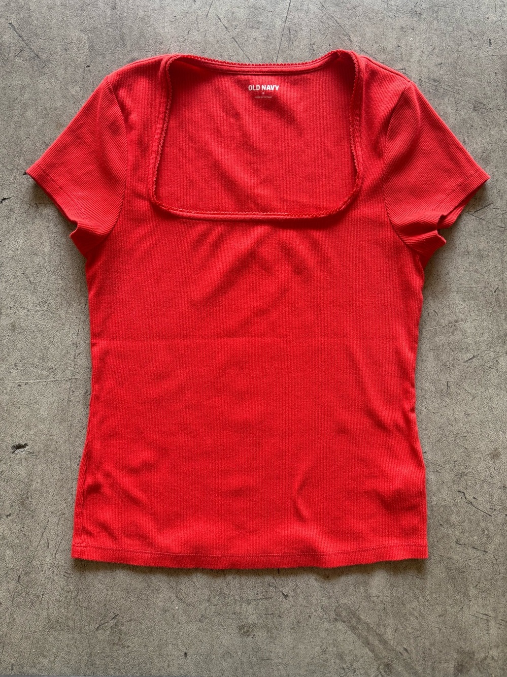 Old Navy Red Square Neck Short Sleeve Tee